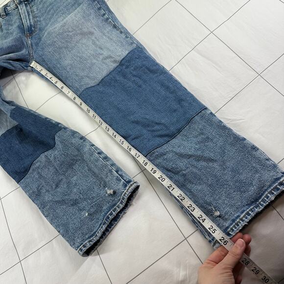 Abercrombie & Fitch Jeans Womens 28 Blue Ankle Straight Knee Patch Ultra High - Picture 9 of 11